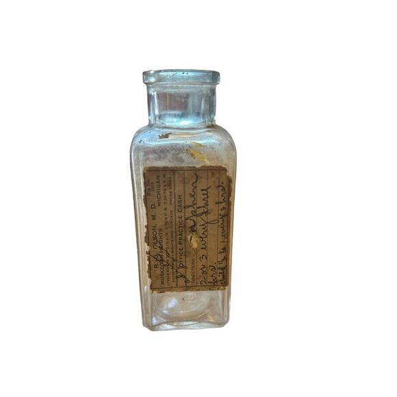 Antique Medicine Bottle with Original Label - Vintage Apothecary Glass from Dr. - Picture 5 of 5
